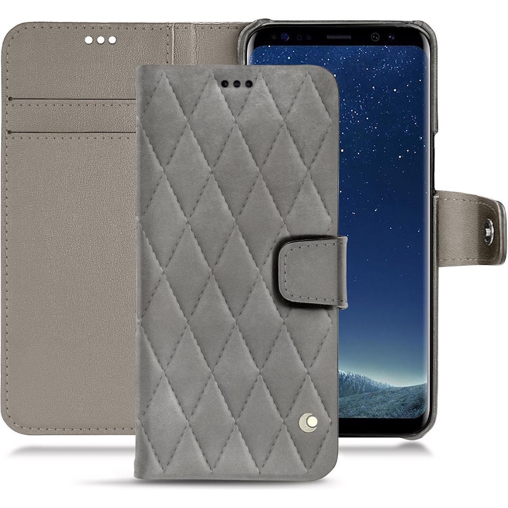 Noreve Lederschutzhülle Wallet (Samsung Galaxy S8), Smartphone Hülle, Grau