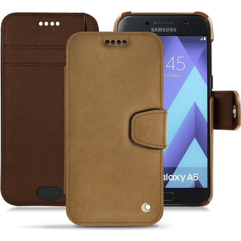 Noreve Lederschutzhülle Wallet (Samsung Galaxy A5 (2017)), Smartphone Hülle, Braun