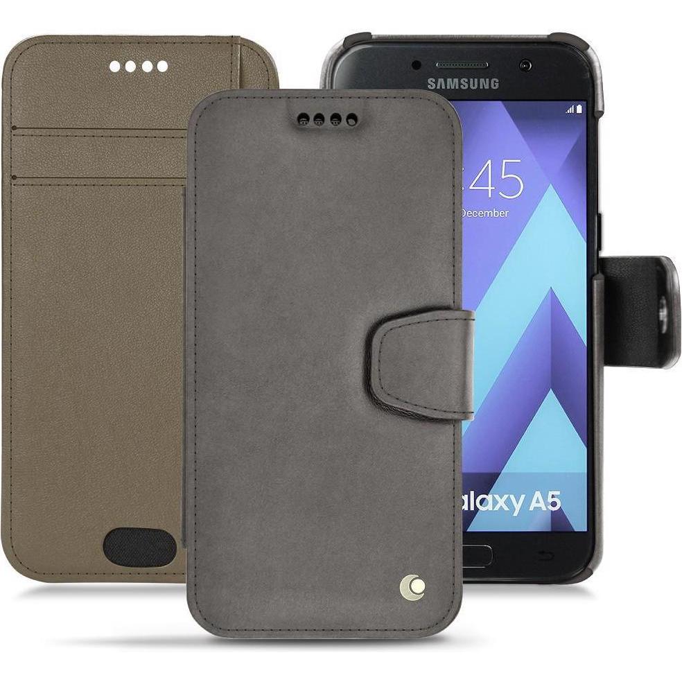Noreve Lederschutzhülle Wallet (Samsung Galaxy A5 (2017)), Smartphone Hülle, Grau