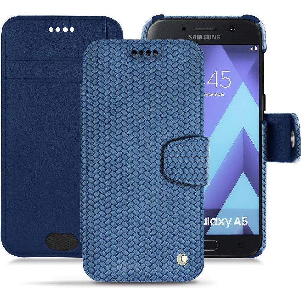 Noreve Lederschutzhülle Wallet (Samsung Galaxy A5 (2017)), Smartphone Hülle, Blau