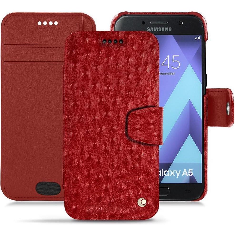 Noreve Lederschutzhülle Wallet (Samsung Galaxy A5 (2017)), Smartphone Hülle, Rot