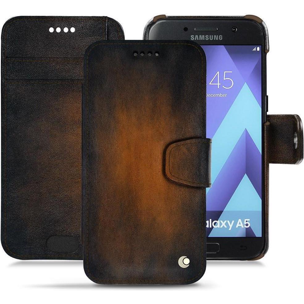 Noreve Lederschutzhülle Wallet (Samsung Galaxy A5 (2017)), Smartphone Hülle, Braun