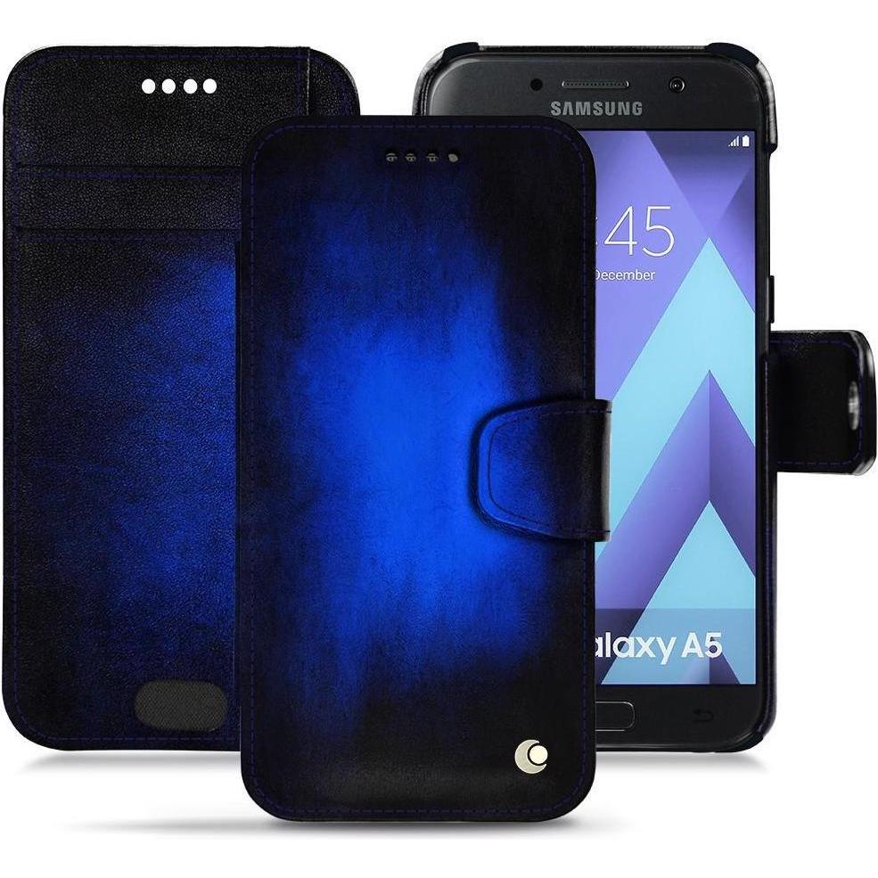 Noreve Lederschutzhülle Wallet (Samsung Galaxy A5 (2017)), Smartphone Hülle, Blau