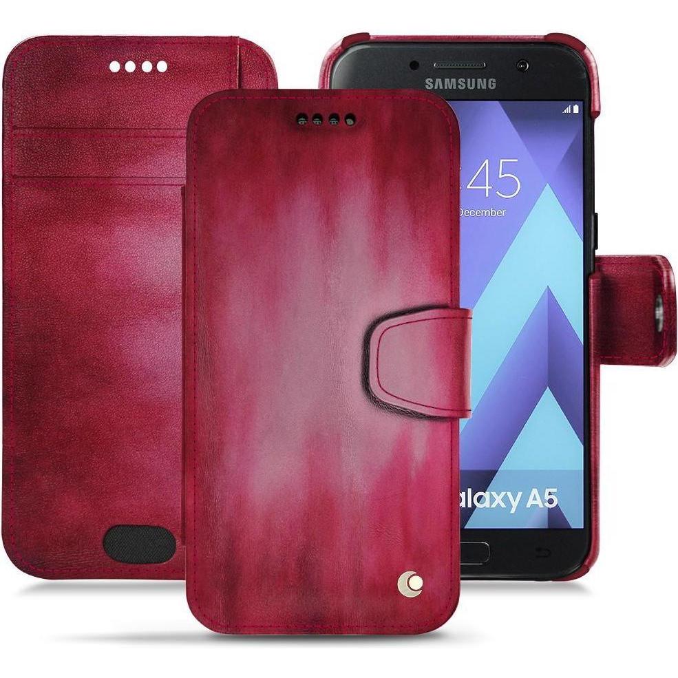 Noreve Lederschutzhülle Wallet (Samsung Galaxy A5 (2017)), Smartphone Hülle, Rosa