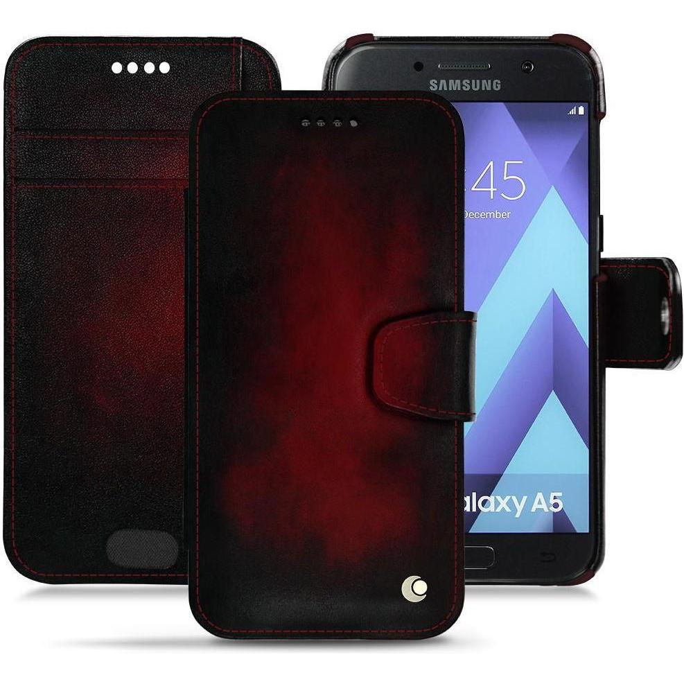 Noreve Lederschutzhülle Wallet (Samsung Galaxy A5 (2017)), Smartphone Hülle, Rot