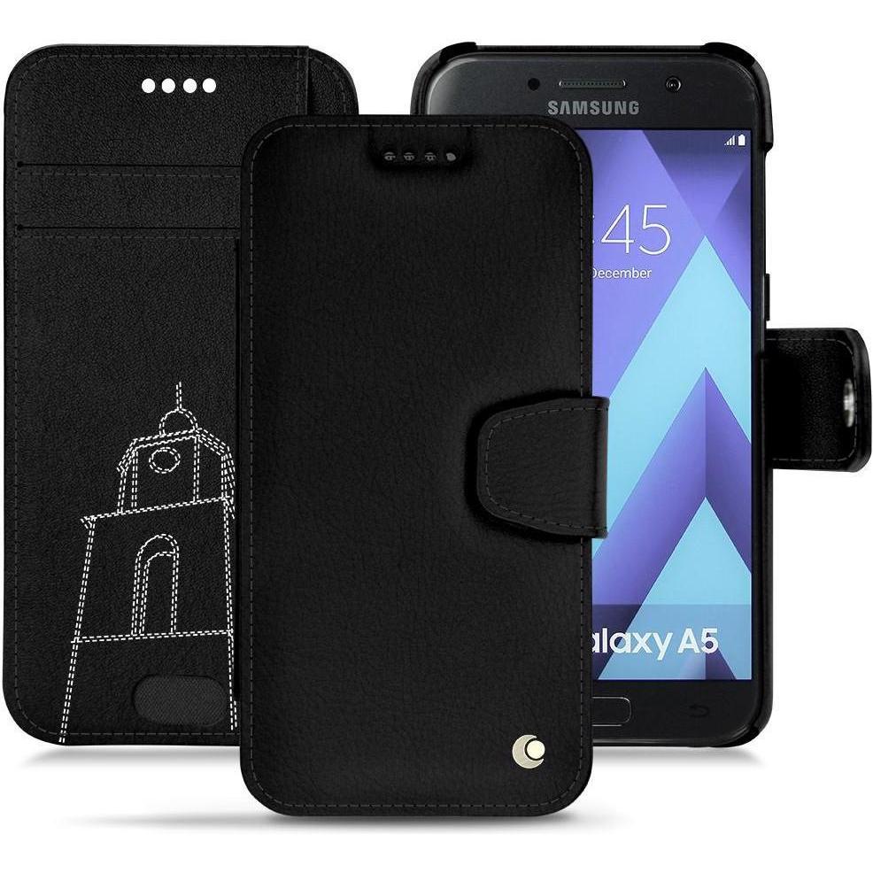 Noreve Lederschutzhülle Wallet (Samsung Galaxy A5 (2017)), Smartphone Hülle, Schwarz