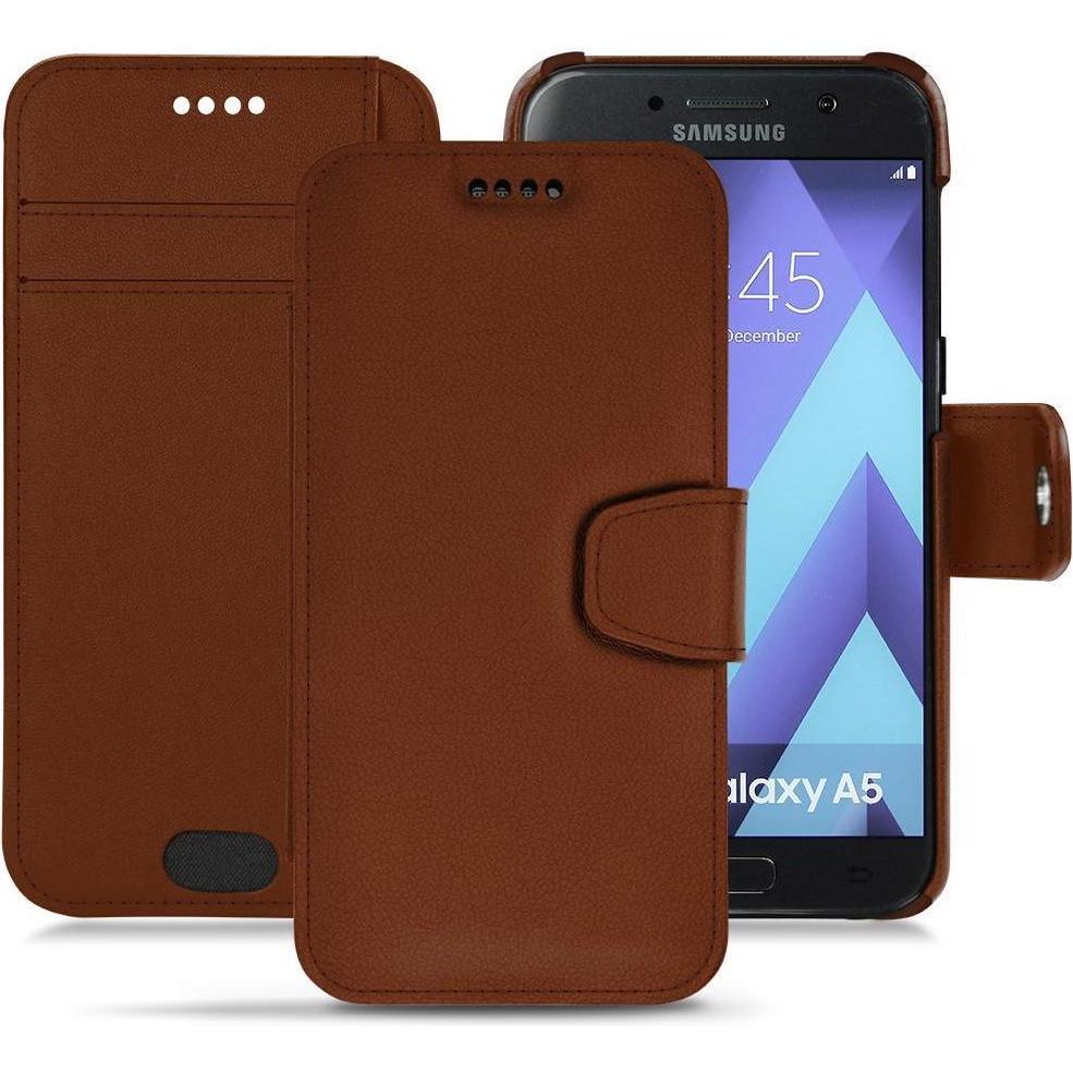 Noreve Lederschutzhülle Wallet (Samsung Galaxy A5 (2017)), Smartphone Hülle, Braun