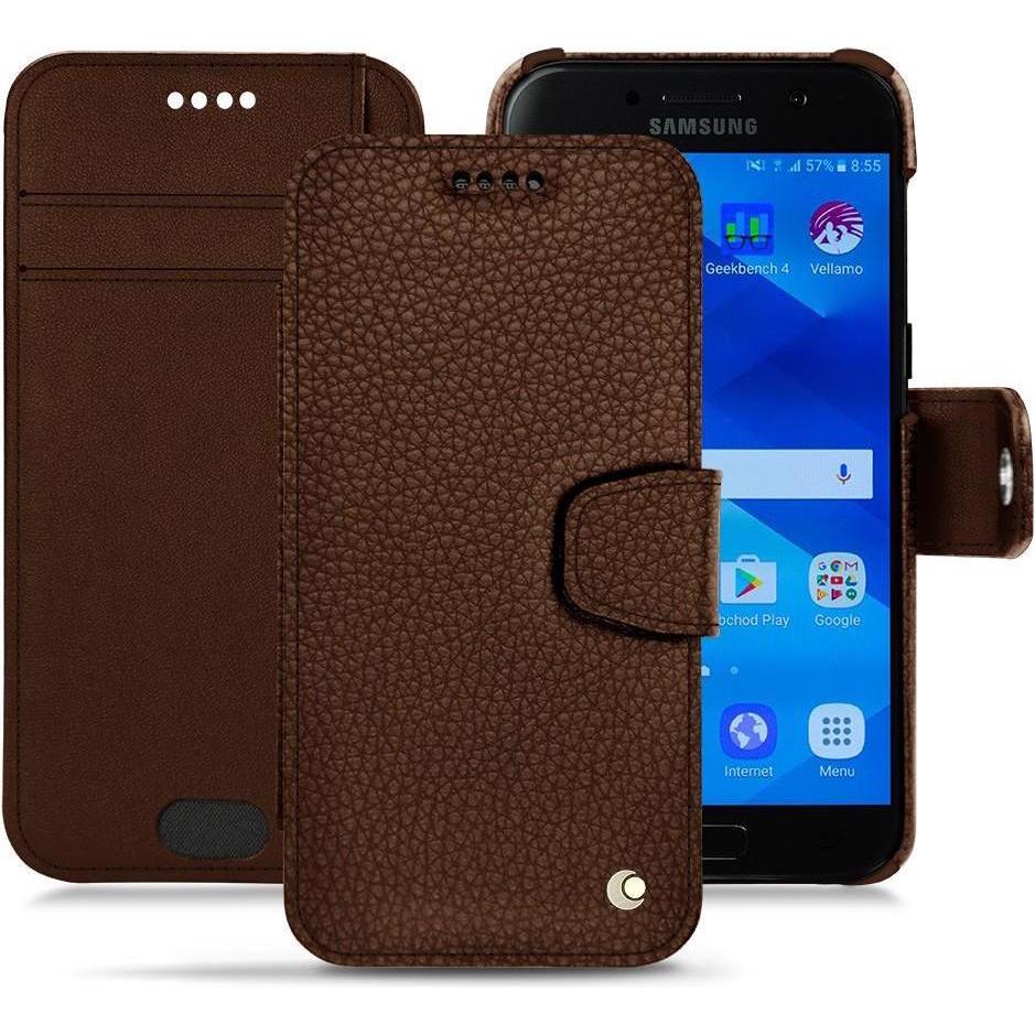 Noreve Lederschutzhülle Wallet (Samsung Galaxy A3 (2017)), Smartphone Hülle, Braun