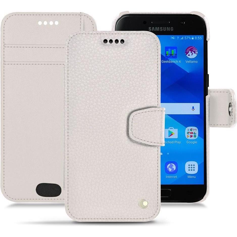Noreve Lederschutzhülle Wallet (Samsung Galaxy A3 (2017)), Smartphone Hülle, Weiss