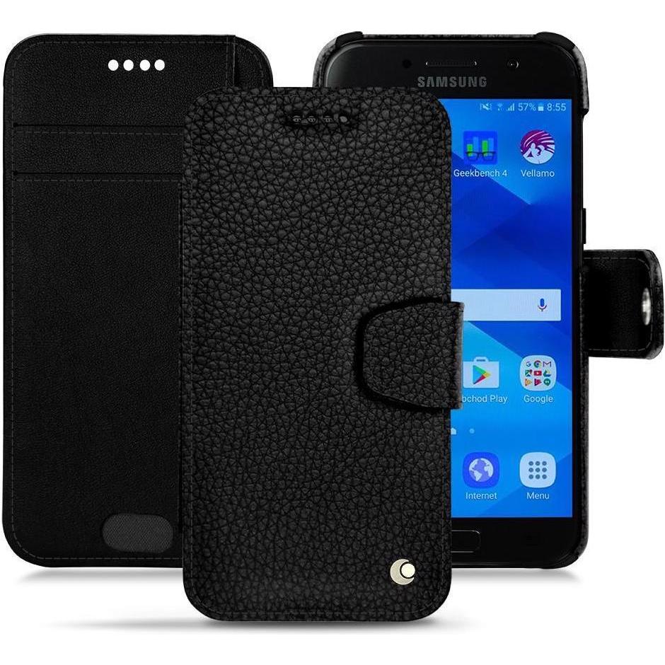 Noreve Lederschutzhülle Wallet (Samsung Galaxy A3 (2017)), Smartphone Hülle, Schwarz