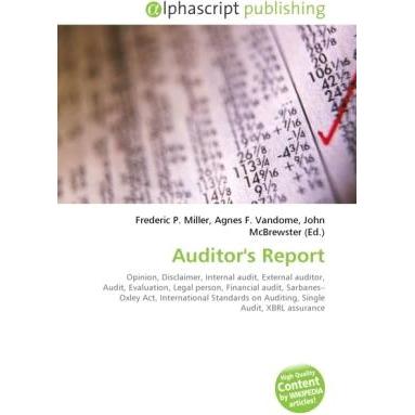Auditor's Report, Fachbücher von Agnes F. Vandome, Frederic P. Miller, John McBrewster