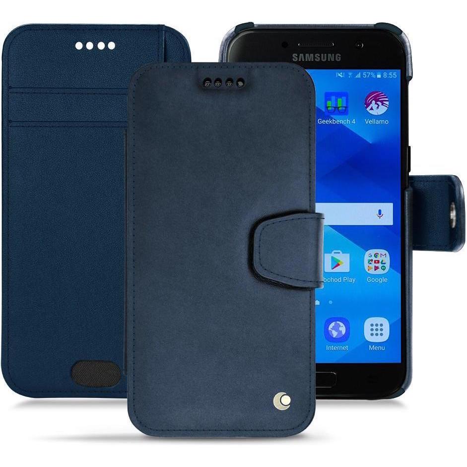 Noreve Lederschutzhülle Wallet (Samsung Galaxy A3 (2017)), Smartphone Hülle, Blau