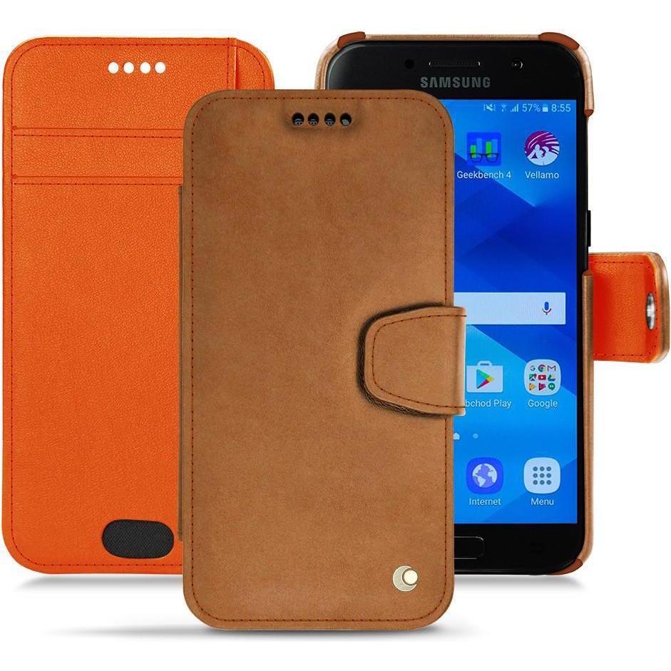 Noreve Lederschutzhülle Wallet (Samsung Galaxy A3 (2017)), Smartphone Hülle, Orange