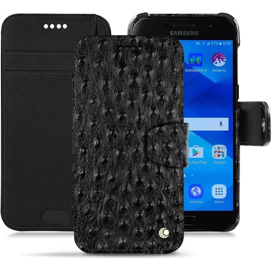 Noreve Lederschutzhülle Wallet (Samsung Galaxy A3 (2017)), Smartphone Hülle, Schwarz