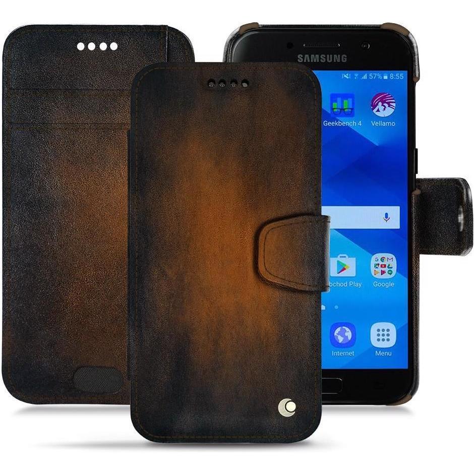 Noreve Lederschutzhülle Wallet (Samsung Galaxy A3 (2017)), Smartphone Hülle, Braun