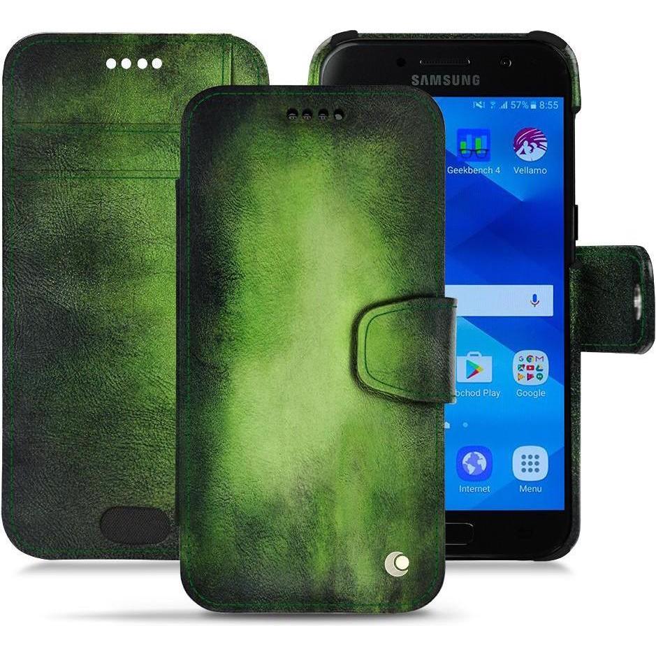 Noreve Lederschutzhülle Wallet (Samsung Galaxy A3 (2017)), Smartphone Hülle, Grün