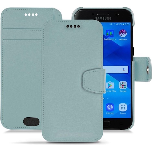 Noreve Lederschutzhülle Wallet (Samsung Galaxy A3 (2017)), Smartphone Hülle, Blau