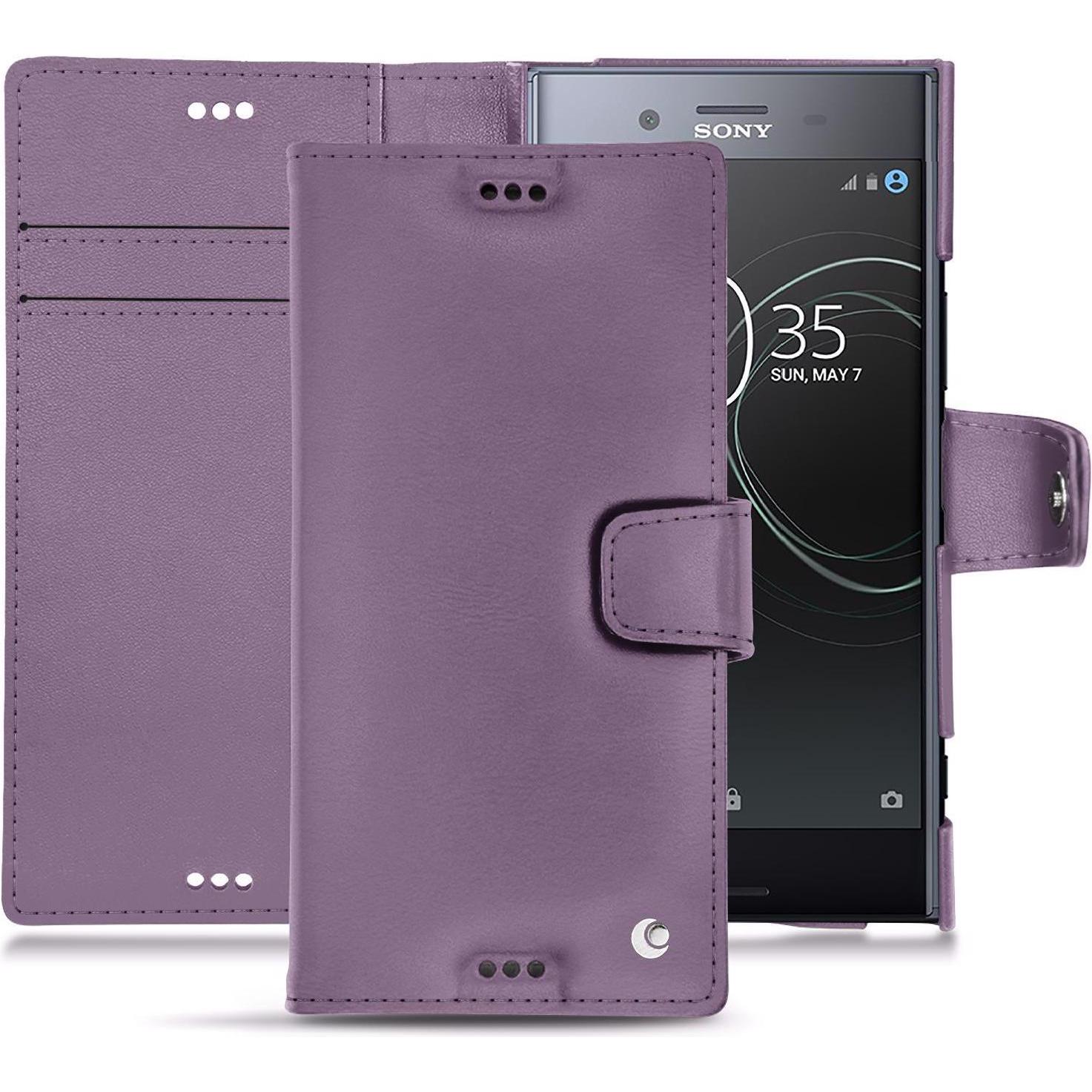 Noreve Lederschutzhülle Wallet (Sony Xperia XZ Premium), Smartphone Hülle, Violett
