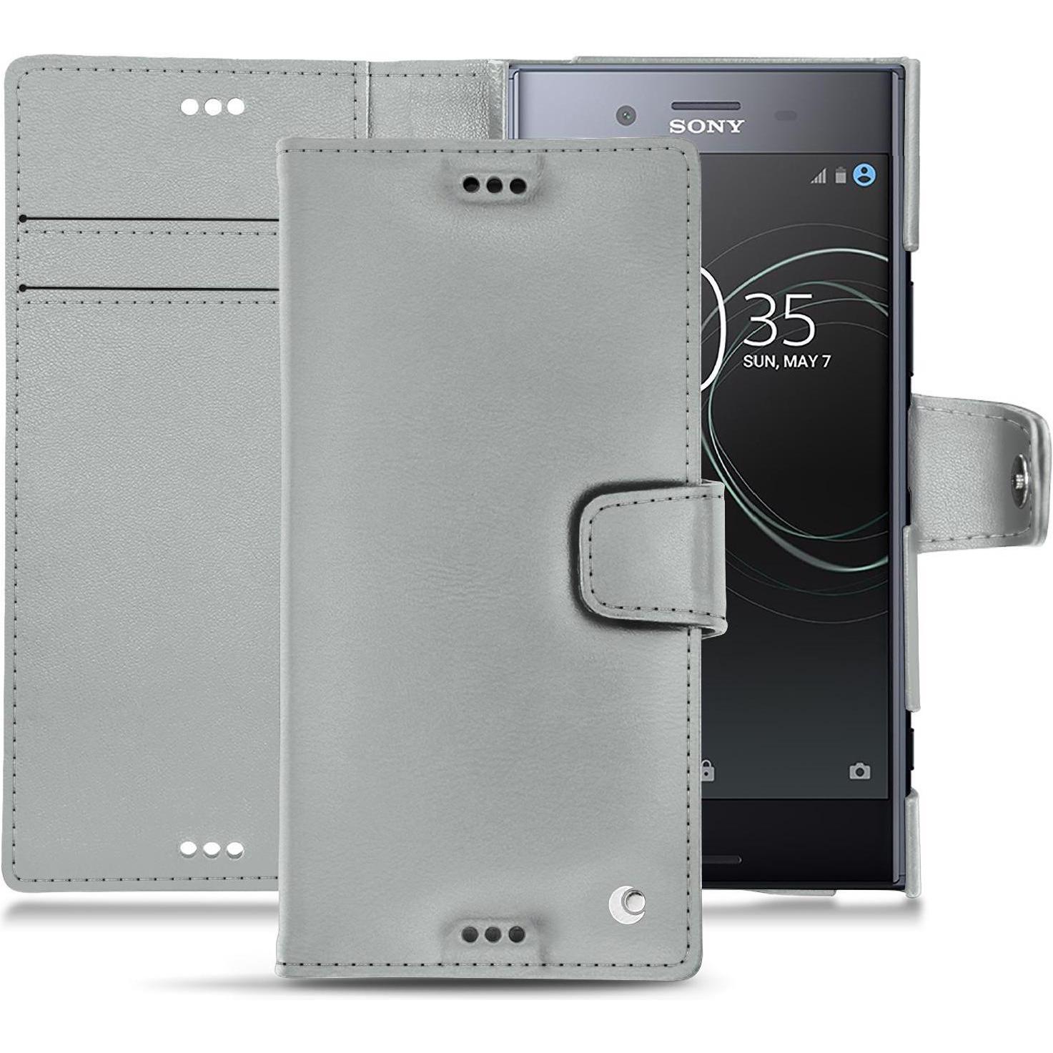 Noreve Lederschutzhülle Wallet (Sony Xperia XZ Premium), Smartphone Hülle, Grau