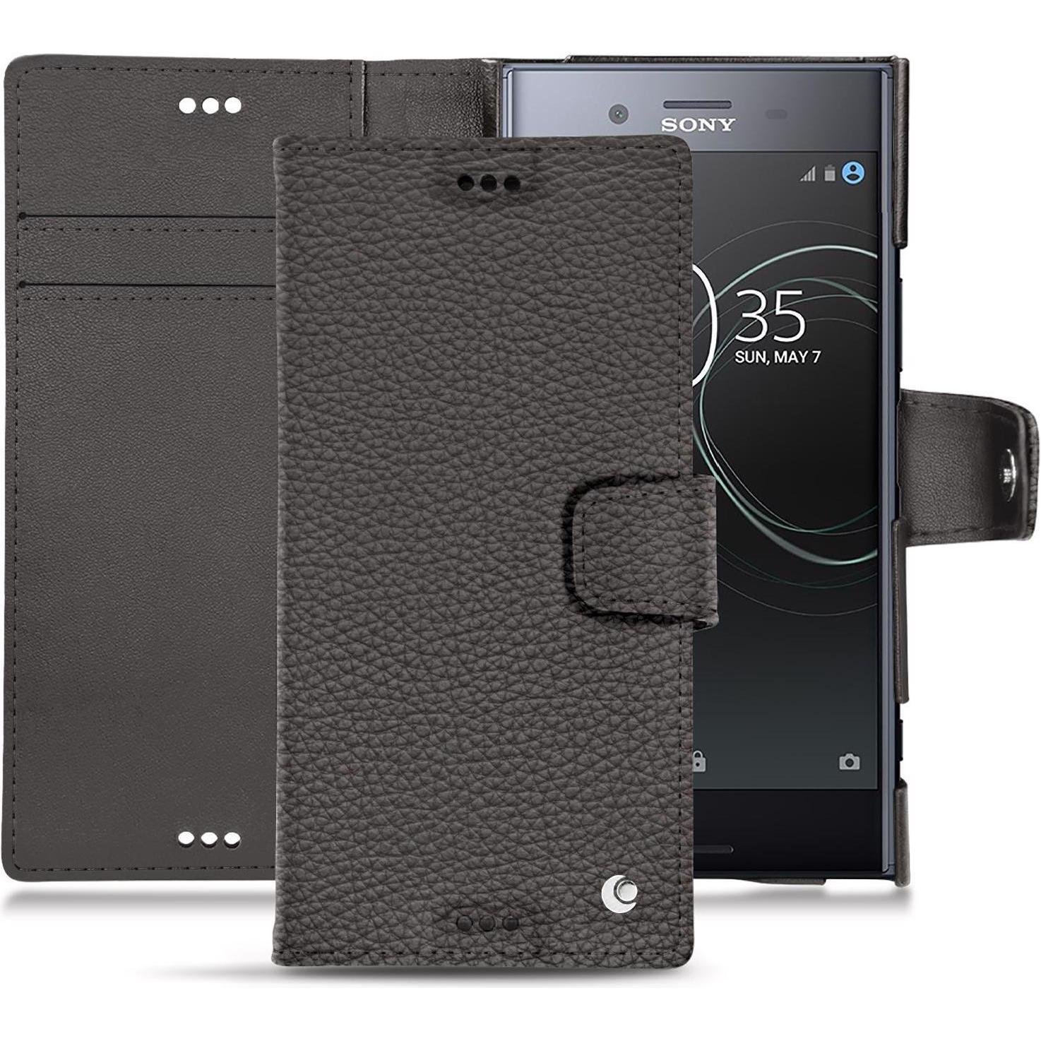 Noreve Lederschutzhülle Wallet (Sony Xperia XZ Premium), Smartphone Hülle, Grau