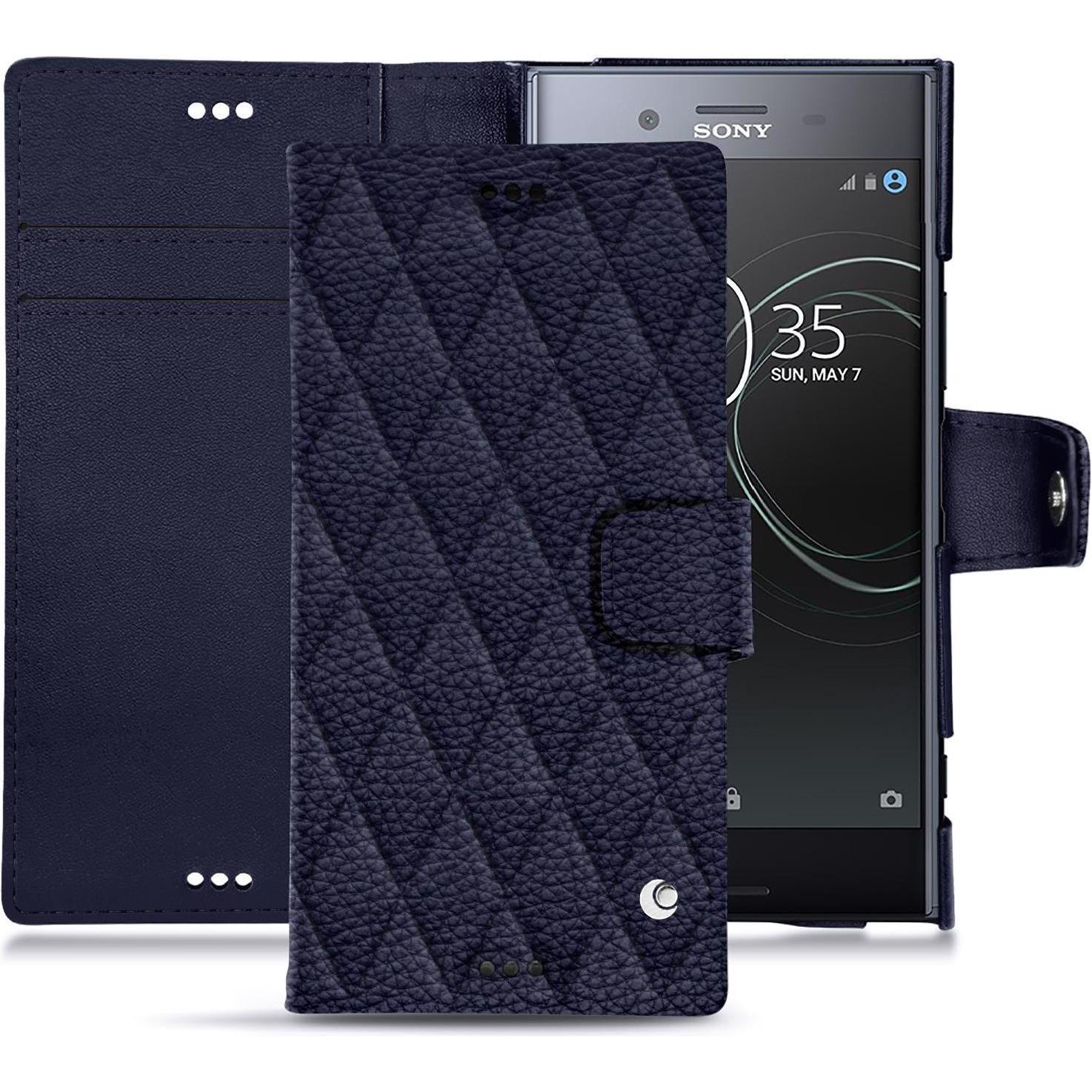 Noreve Lederschutzhülle Wallet (Sony Xperia XZ Premium), Smartphone Hülle, Violett