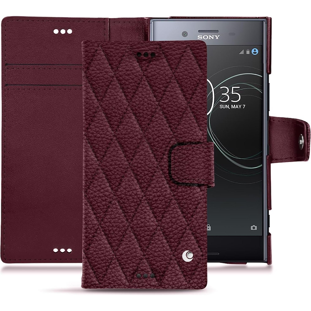 Noreve Lederschutzhülle Wallet (Sony Xperia XZ Premium), Smartphone Hülle, Violett