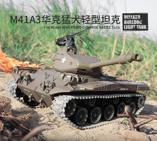 Immagine prodotto Es-toys Carro armato RC M41 A3 "WALKER BULLDOG" Heng Long 1:16 con R&S, cambio in metallo e cingoli in (RTR pronto all'uso)