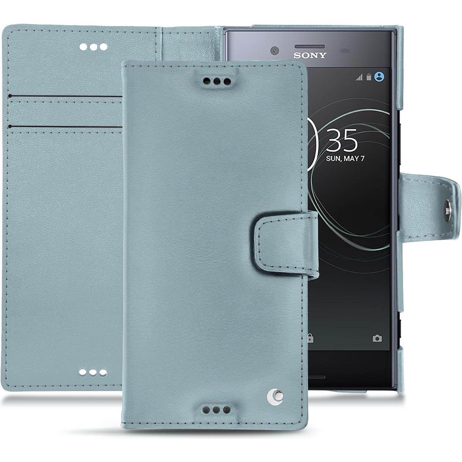 Noreve Lederschutzhülle Wallet (Sony Xperia XZ Premium), Smartphone Hülle, Blau