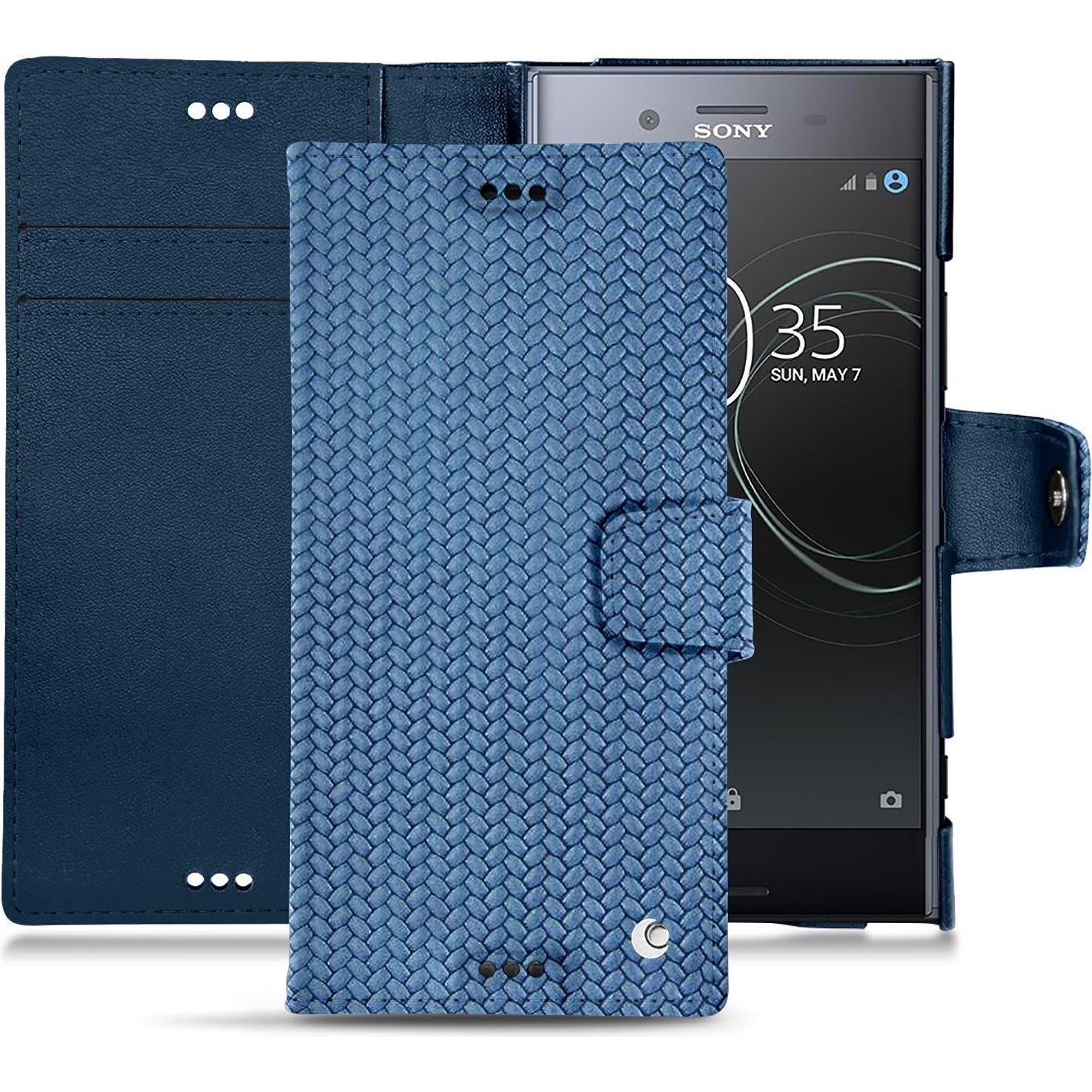 Noreve Lederschutzhülle Wallet (Sony Xperia XZ Premium), Smartphone Hülle, Blau