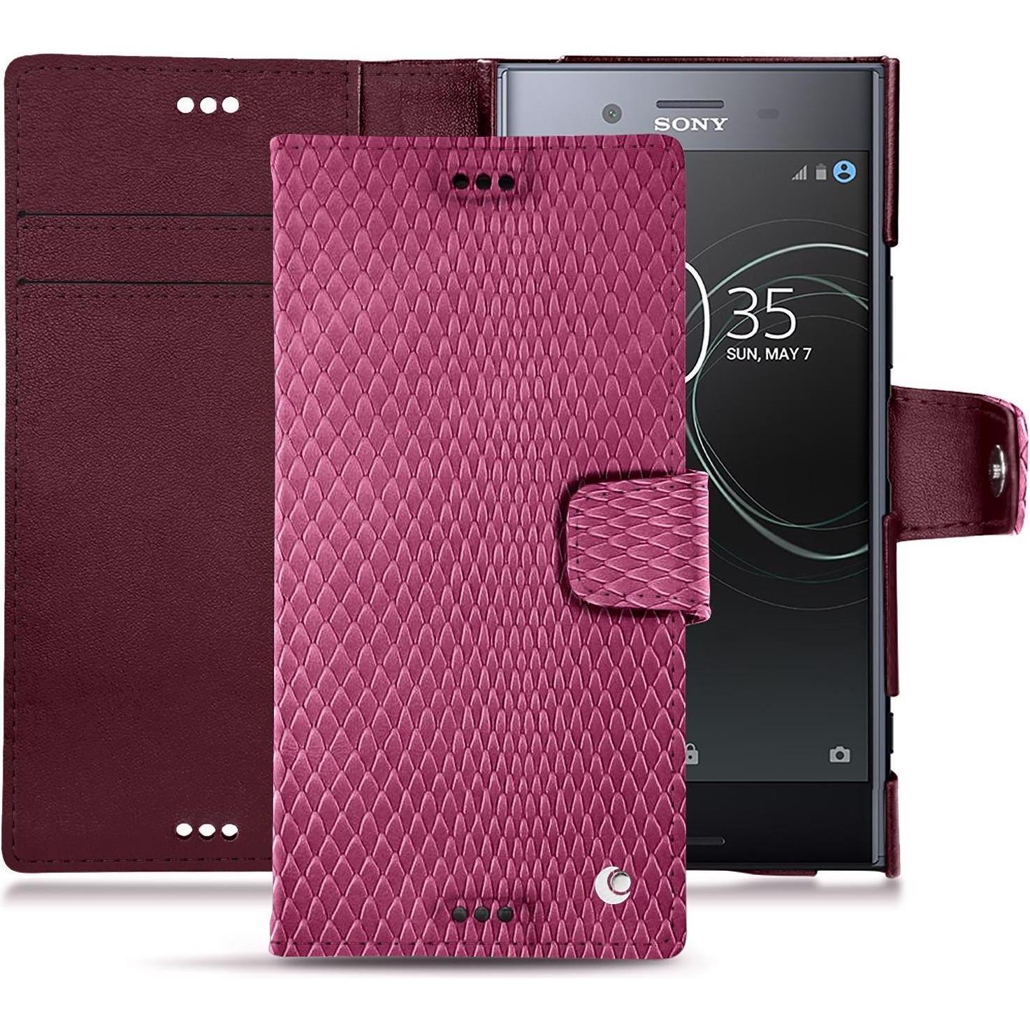 Noreve Lederschutzhülle Wallet (Sony Xperia XZ Premium), Smartphone Hülle, Rosa