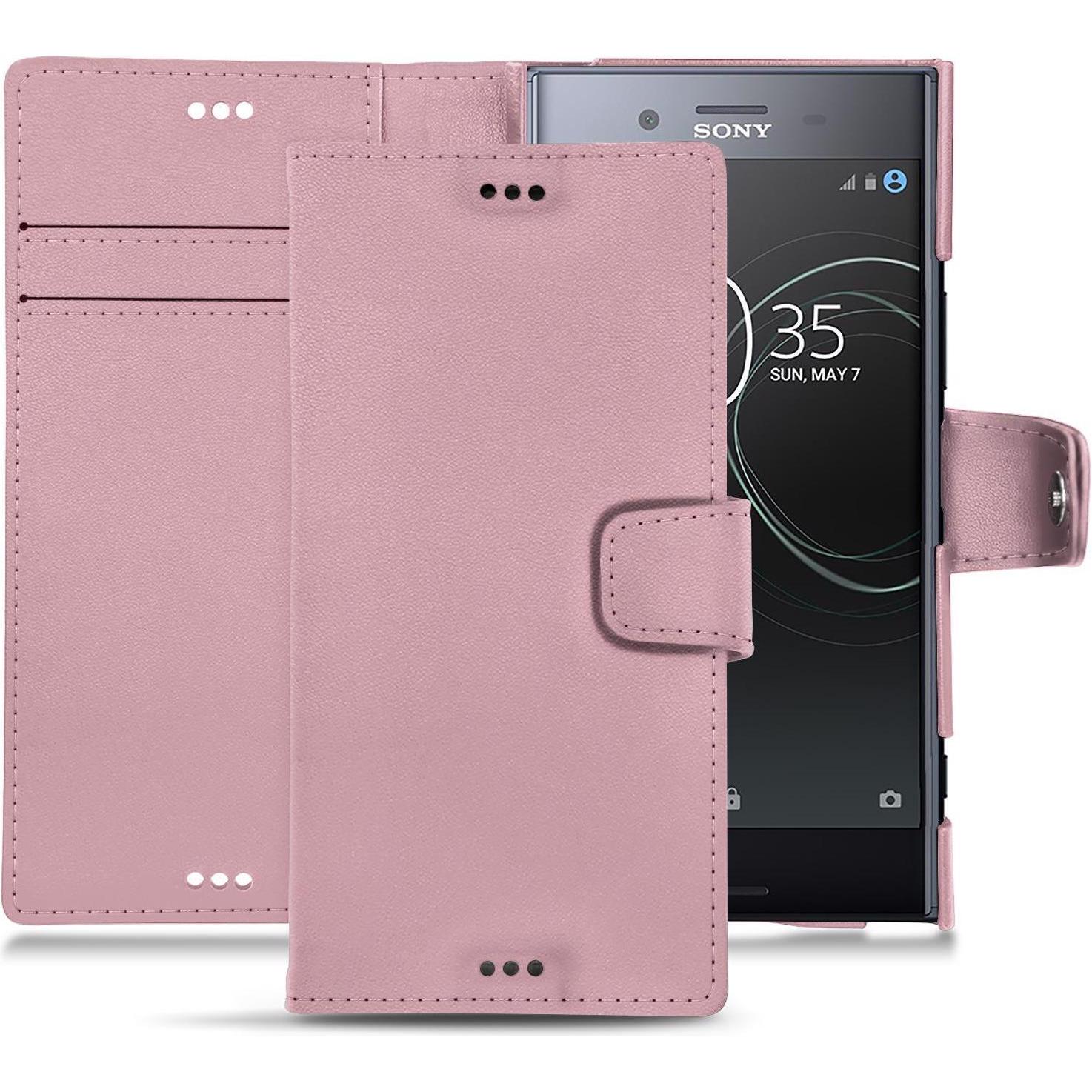 Noreve Lederschutzhülle Wallet (Sony Xperia XZ Premium), Smartphone Hülle, Rosa