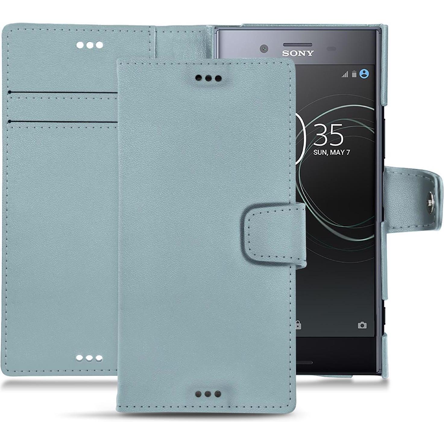 Noreve Lederschutzhülle Wallet (Sony Xperia XZ Premium), Smartphone Hülle, Blau