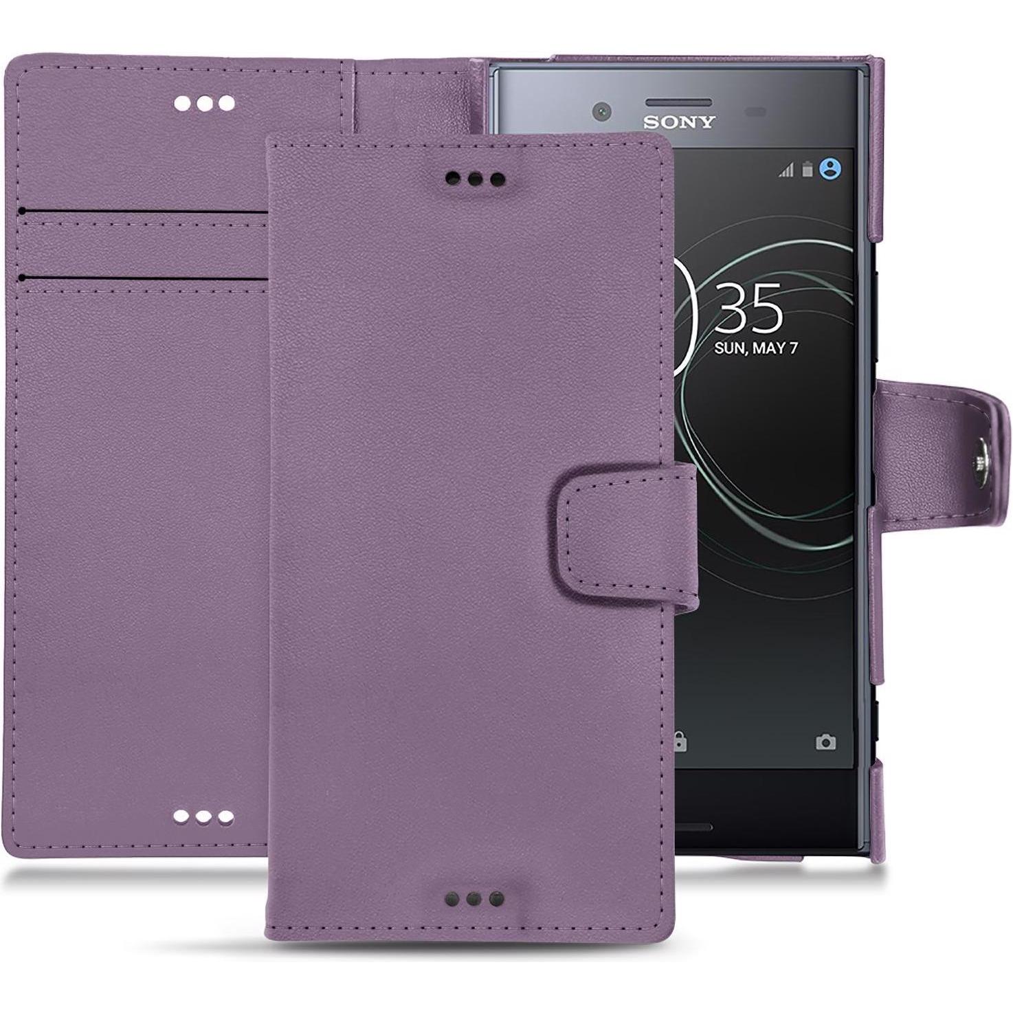 Noreve Lederschutzhülle Wallet (Sony Xperia XZ Premium), Smartphone Hülle, Violett