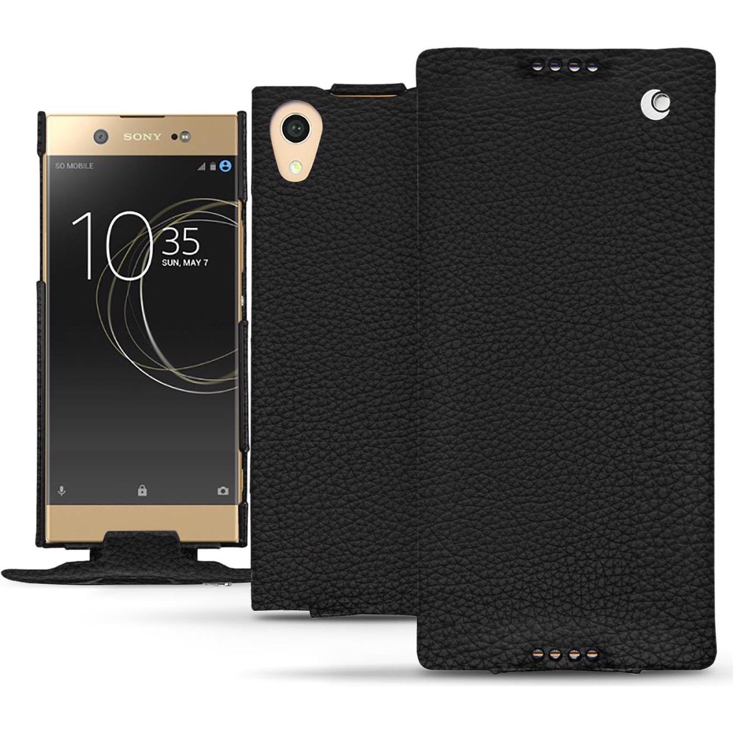 Noreve Lederschutzhülle vertikal (Sony Xperia XA1 Ultra), Smartphone Hülle, Schwarz