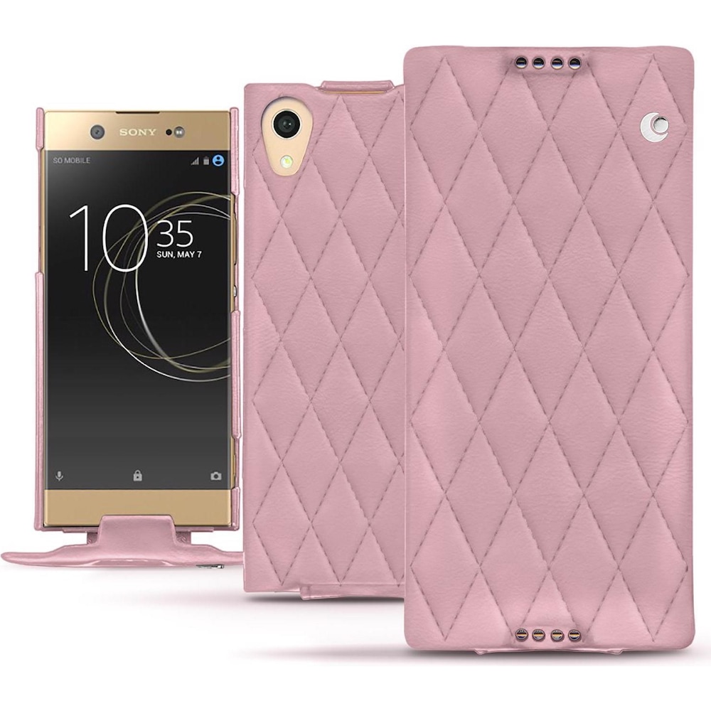 Noreve Lederschutzhülle vertikal (Sony Xperia XA1 Ultra), Smartphone Hülle, Rosa