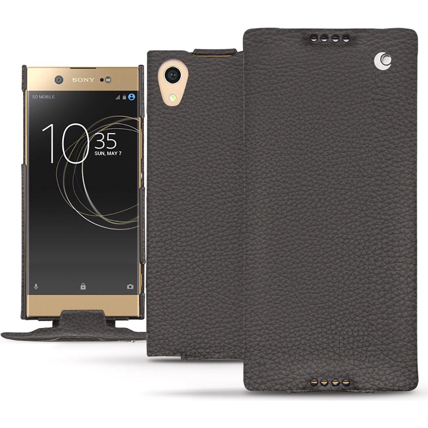 Noreve Lederschutzhülle vertikal (Sony Xperia XA1 Ultra), Smartphone Hülle, Grau