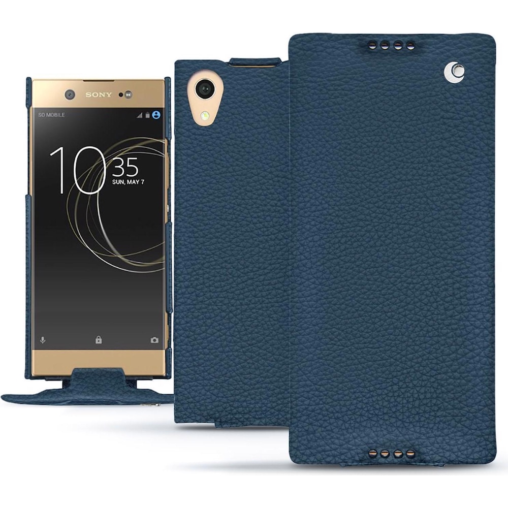 Noreve Lederschutzhülle vertikal (Sony Xperia XA1 Ultra), Smartphone Hülle, Blau