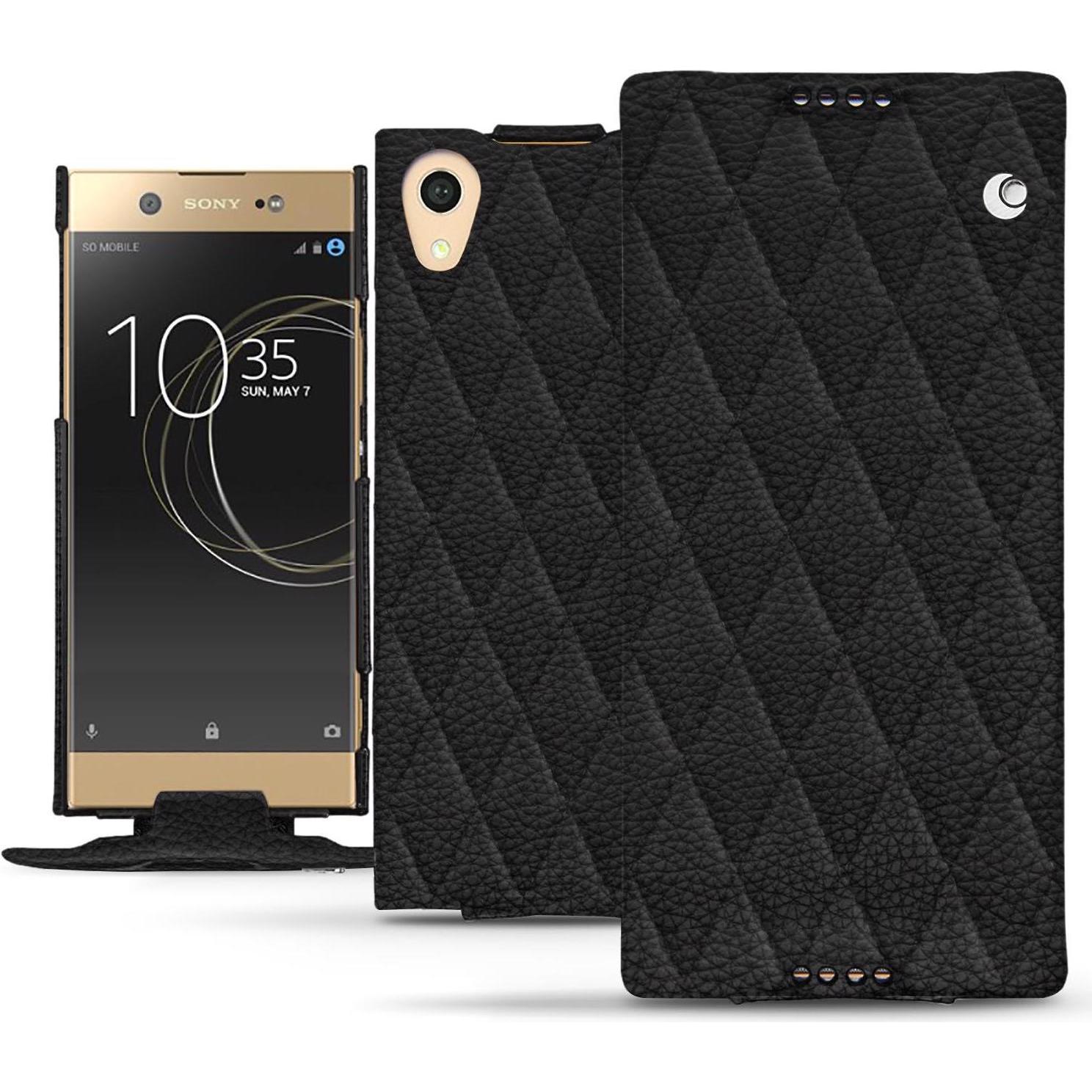 Noreve Lederschutzhülle vertikal (Sony Xperia XA1 Ultra), Smartphone Hülle, Schwarz