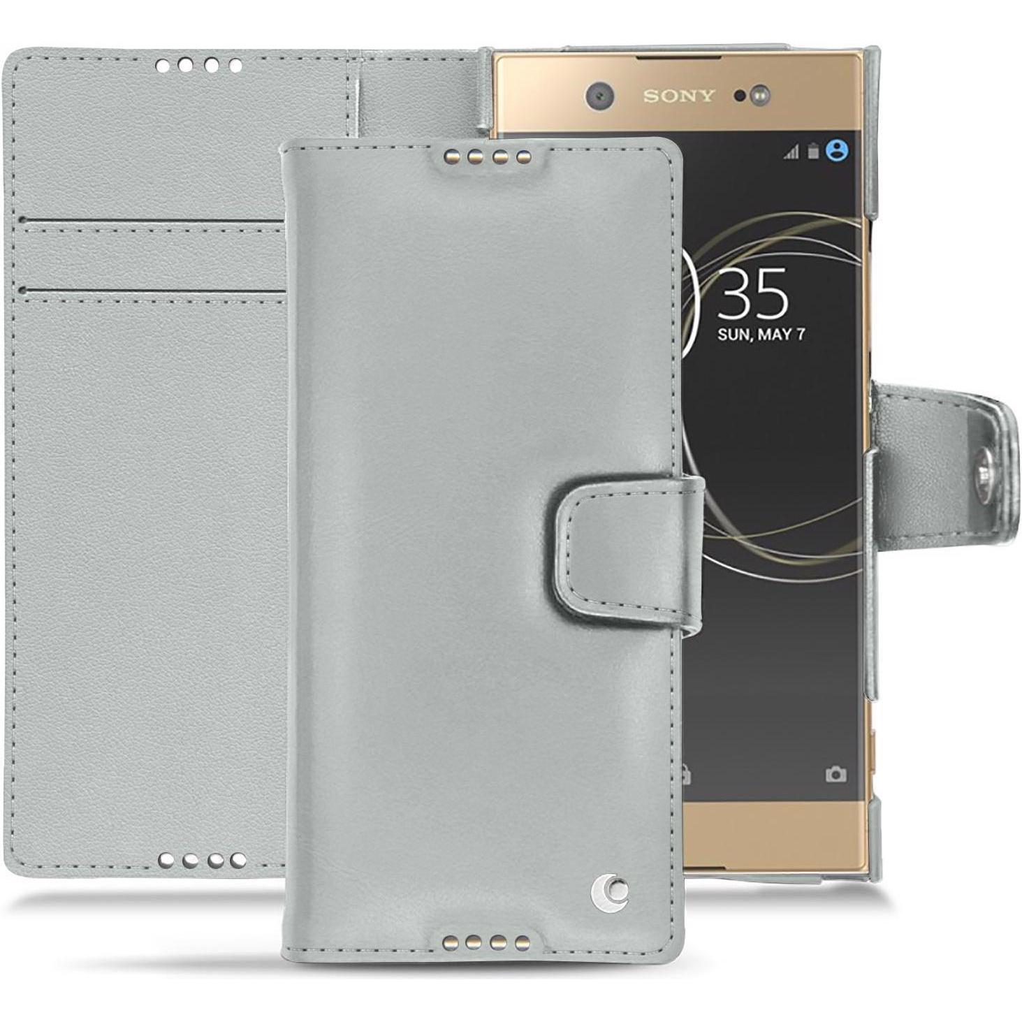 Noreve Lederschutzhülle Wallet (Sony Xperia XA1 Ultra), Smartphone Hülle, Grau