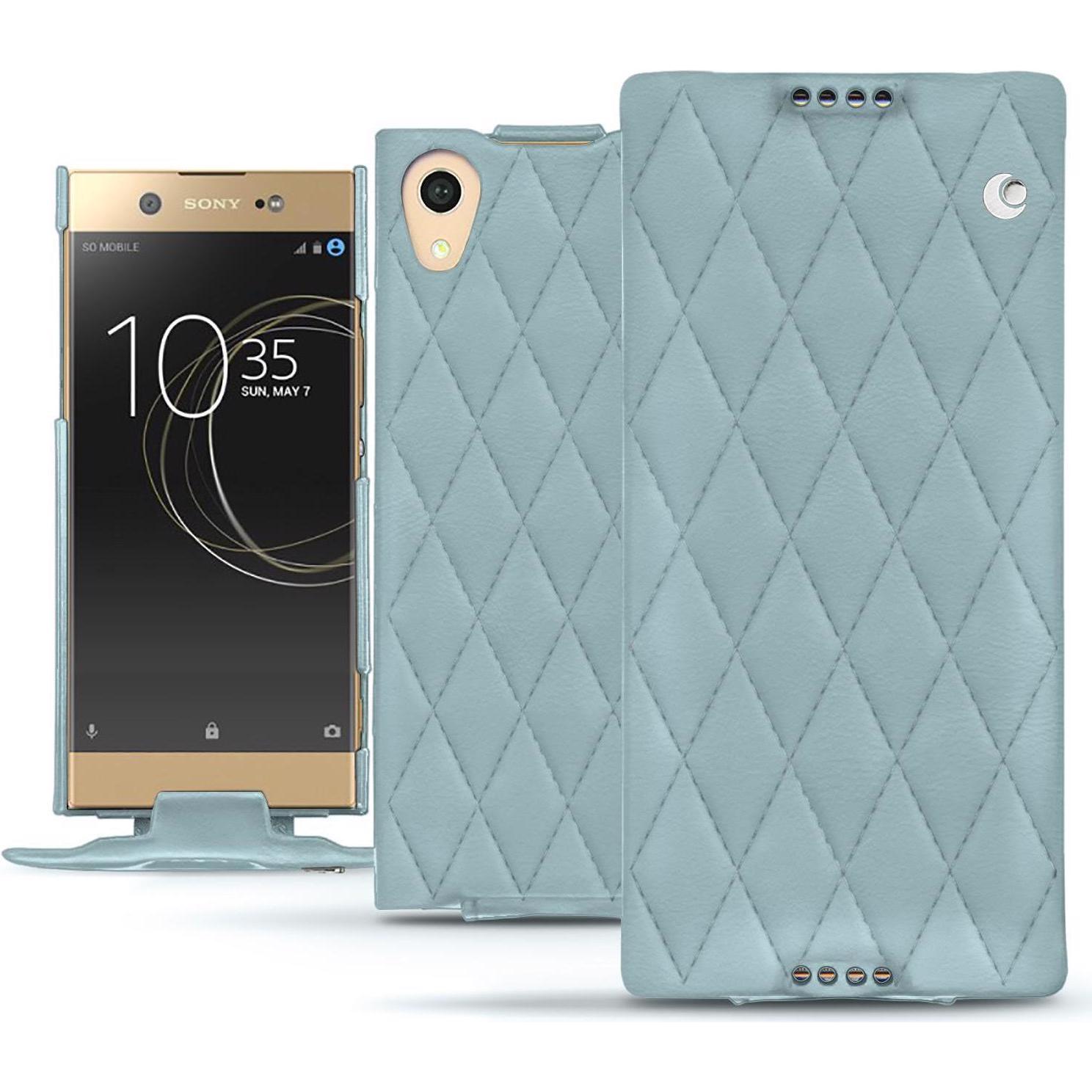 Noreve Lederschutzhülle vertikal (Sony Xperia XA1 Ultra), Smartphone Hülle, Blau