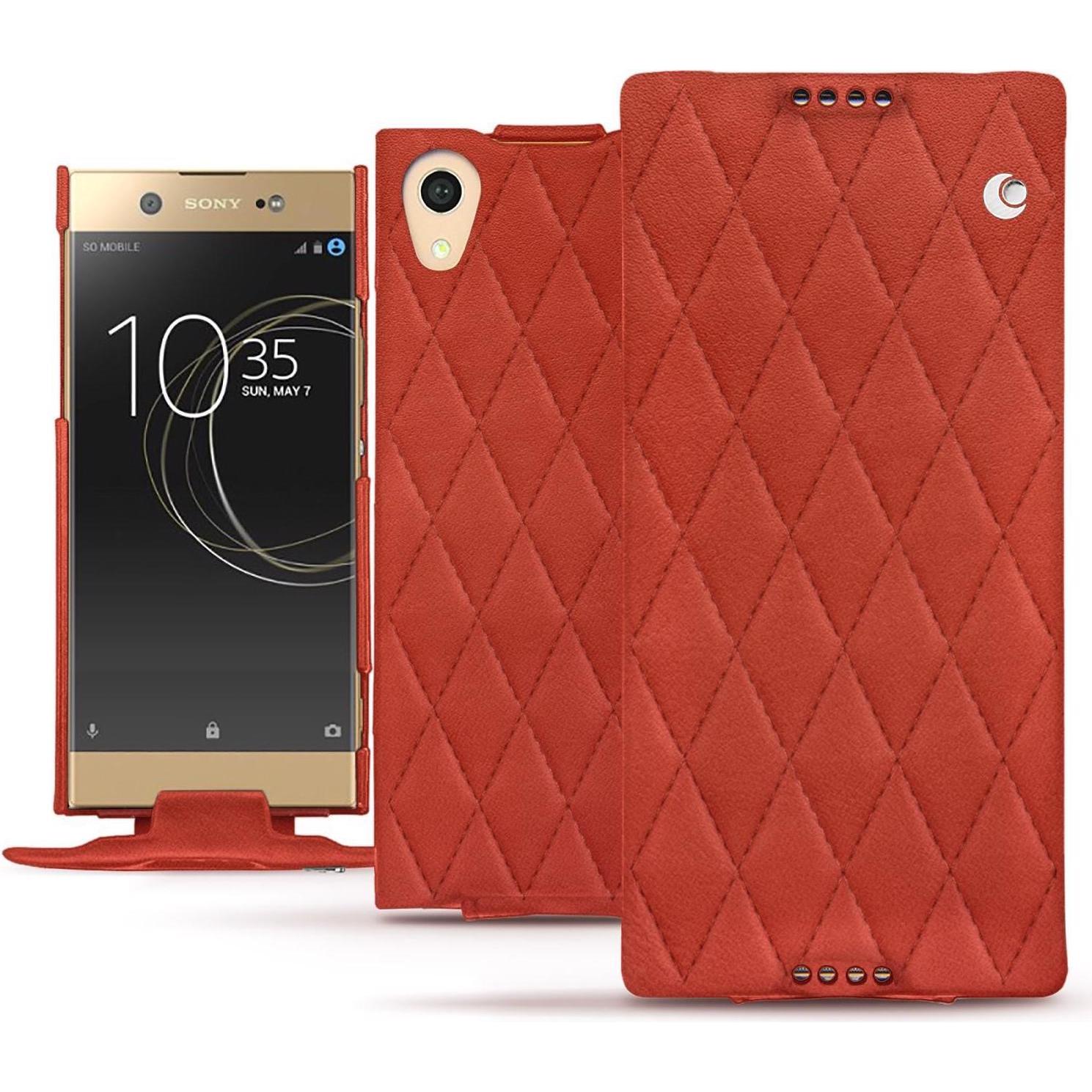 Noreve Lederschutzhülle vertikal (Sony Xperia XA1 Ultra), Smartphone Hülle, Orange