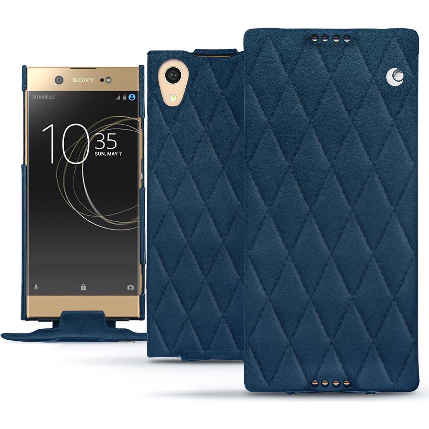 Noreve Lederschutzhülle vertikal (Sony Xperia XA1 Ultra), Smartphone Hülle, Blau