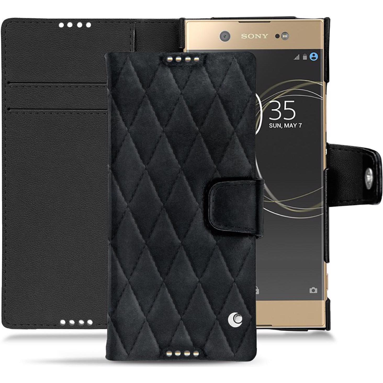 Noreve Lederschutzhülle Wallet (Sony Xperia XA1 Ultra), Smartphone Hülle, Schwarz