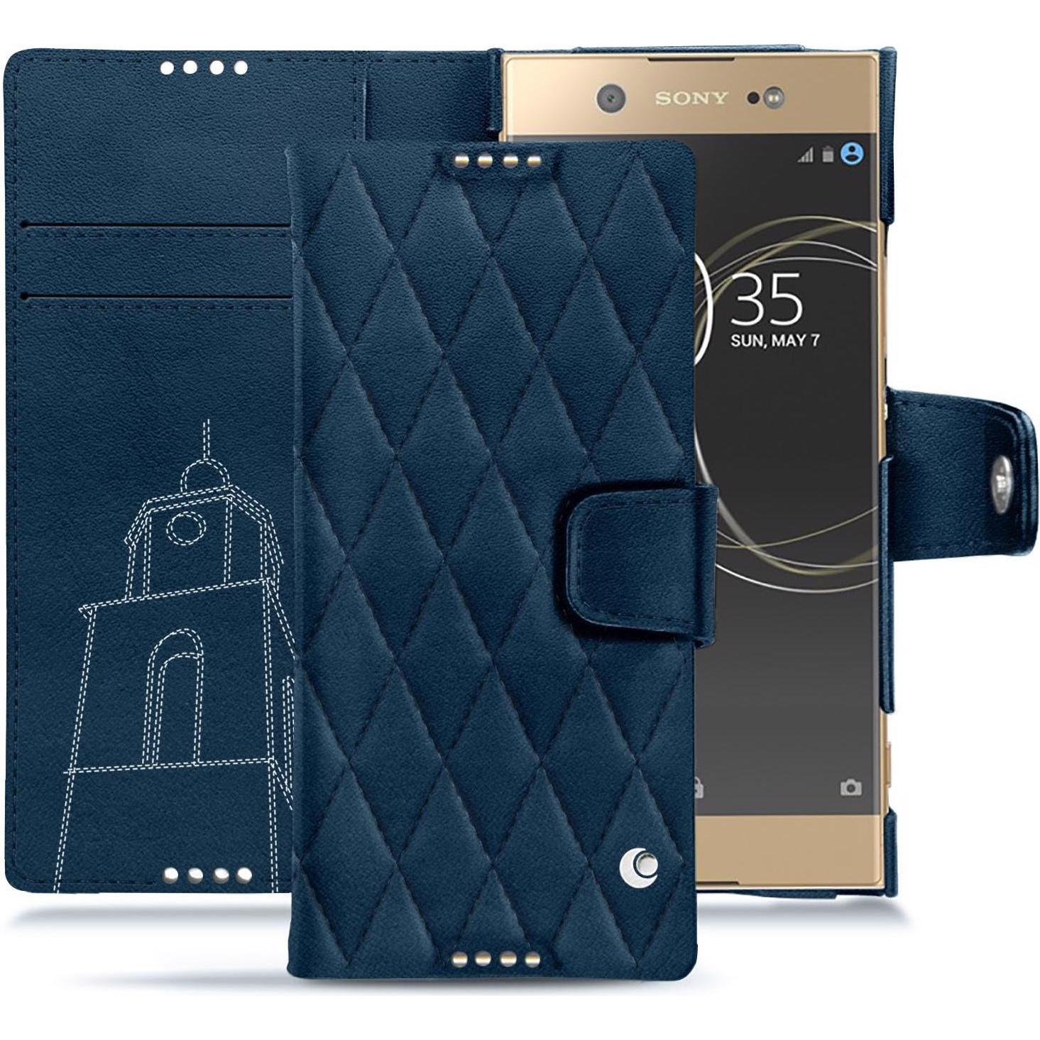Noreve Lederschutzhülle Wallet (Sony Xperia XA1 Ultra), Smartphone Hülle, Blau