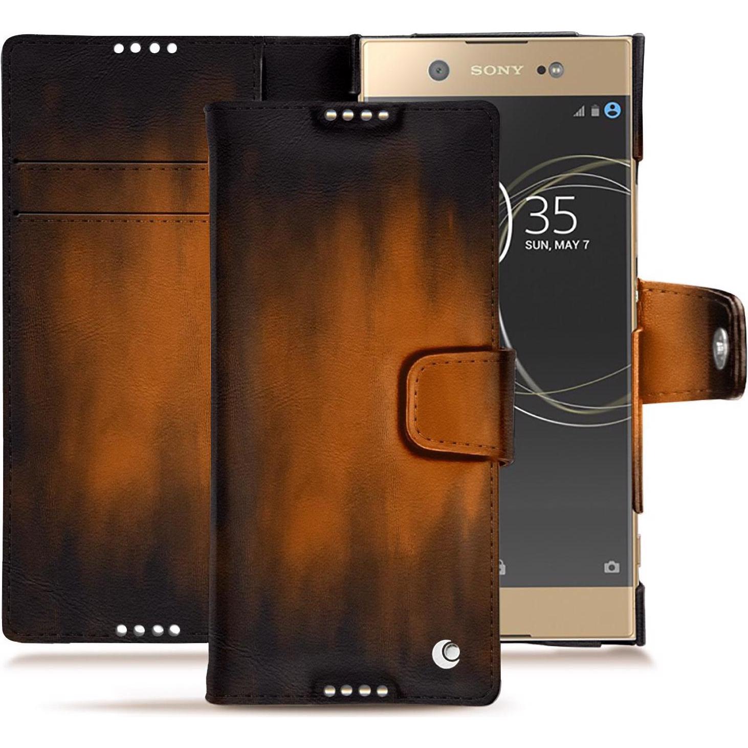 Thumbnail - Noreve Lederschutzhülle Wallet (Sony Xperia XA1 Ultra), Smartphone Hülle, Braun