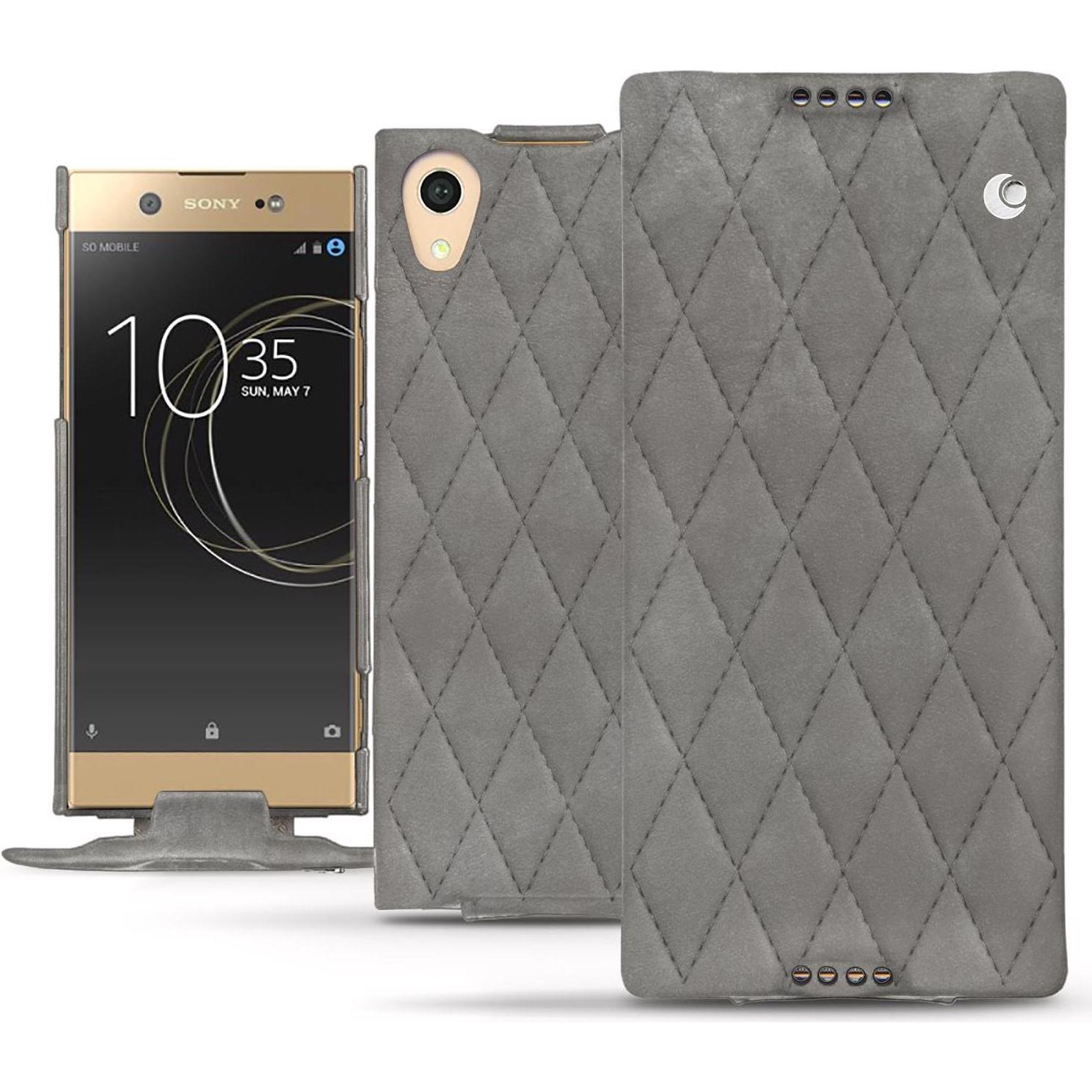 Noreve Lederschutzhülle vertikal (Sony Xperia XA1 Ultra), Smartphone Hülle, Grau