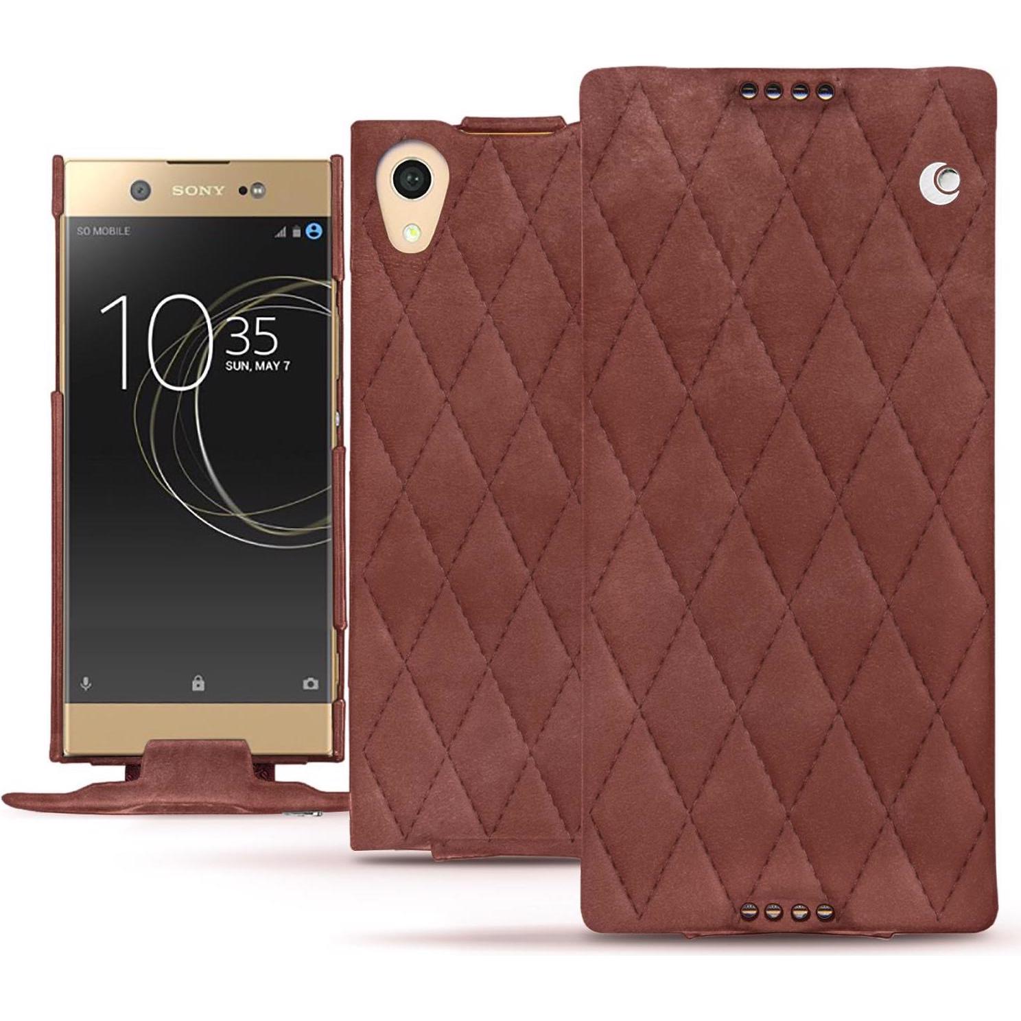 Noreve Lederschutzhülle vertikal (Sony Xperia XA1 Ultra), Smartphone Hülle, Rot