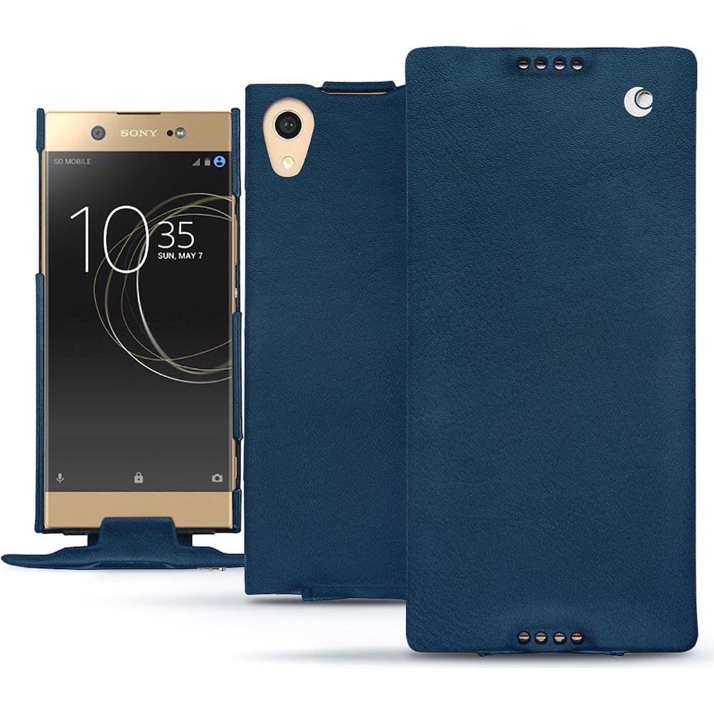 Noreve Lederschutzhülle vertikal (Sony Xperia XA1 Ultra), Smartphone Hülle, Blau