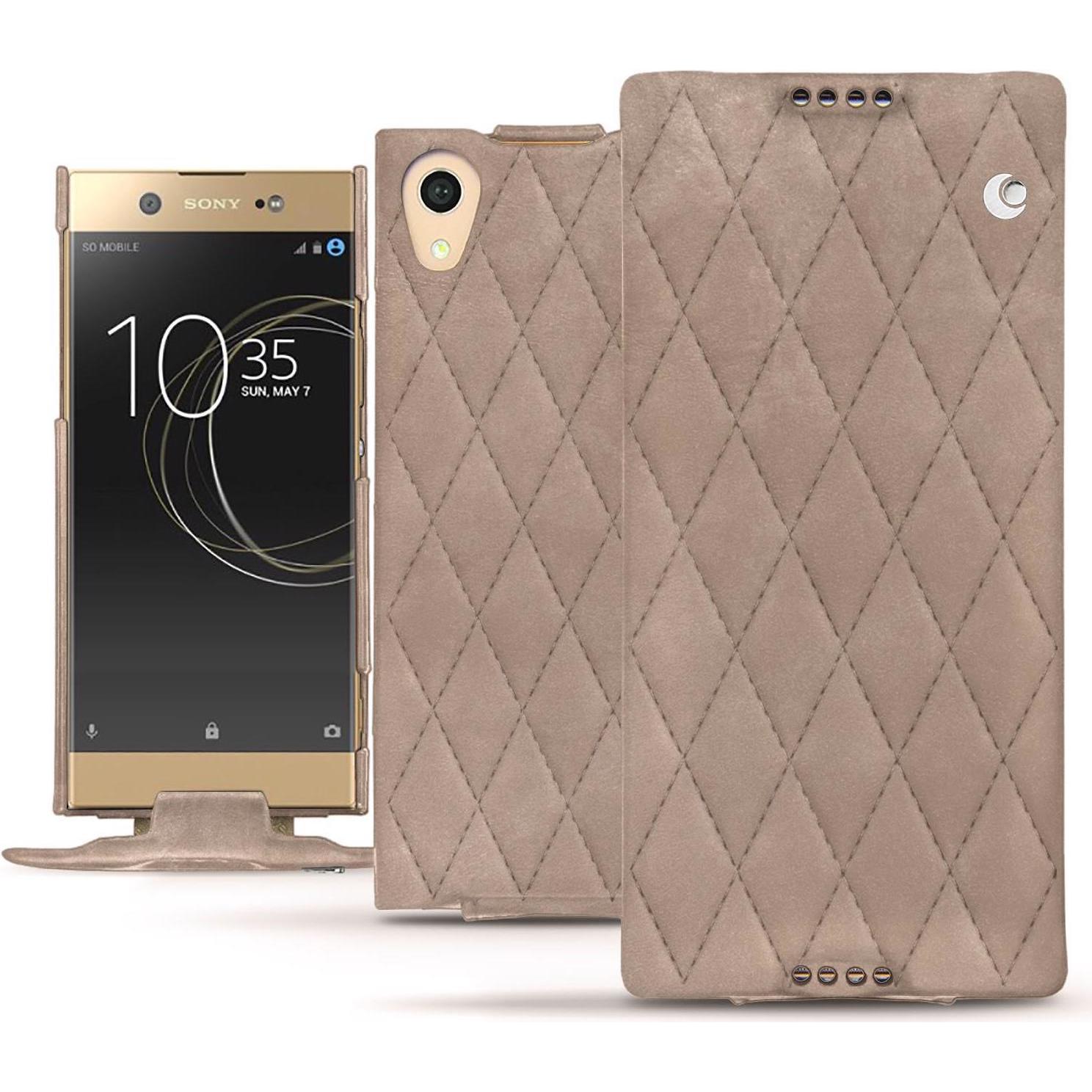 Noreve Lederschutzhülle vertikal (Sony Xperia XA1 Ultra), Smartphone Hülle, Beige