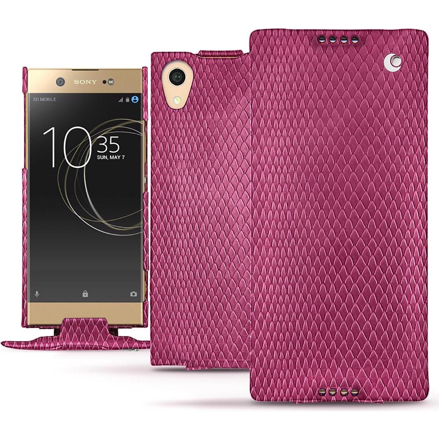 Noreve Lederschutzhülle vertikal (Sony Xperia XA1 Ultra), Smartphone Hülle, Rosa